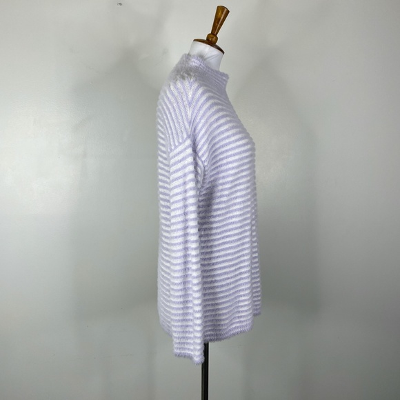 Chico's Zenergy Striped Fuzzy Mock Neck Sweater Sz. 1 (M) Purple - Picture 4 of 12